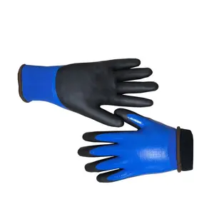 13 Gauge Nitrile Foam Coating on Nitrile Glove with Polyester/Nylon Knit Liner Blue