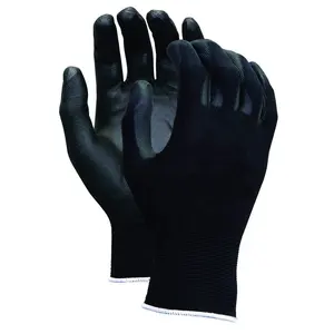 Gants d'assemblage en Nylon à faible sensibilité Tactile, fabrication de Protection contre les peluches, enduit de paume noire