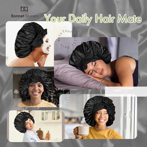 IStapromo Gorro de Dormir con Correa, Color Sólido, de Seda Artificial, para Belleza y Cuidado del Cabello, Pañuelo para la Cabeza con Borde Ancho - Product Image 6