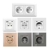 Enchufe de Pared Doble Europeo Eléctrico de Alta Calidad, Moderno, Francés y Alemán, con Panel de Montaje, USB Tipo-C, Carga Rápida 80W