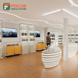 Tall Smoke Shop Display Cabinet Wood Glass Showcase Counter LED Lighting Tobacco Display Cabinet - Product Image 1