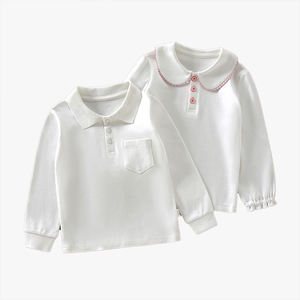 เสื้อโปโลเด็กสีพื้น ปักลายสำหรับเด็กผู้หญิง เสื้อซับในสีขาว ชุดนักเรียน เสื้อผ้าฝ้ายแท้ ระบายอากาศได้ดี - Product Image 6