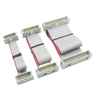IDC 10 to 12 14 16 Pins IDC Connector Wire Flat Flexible Gray Ribbon Jumper Cable 2.54mm Pitch