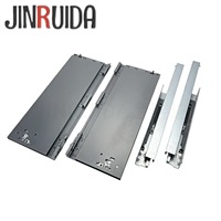Glissière de tiroir Jinruida ultra-mince à coulisse à collier de cheval, gris fer, avec amortisseur, pour meuble, dissimulée, à extension complète, minimaliste