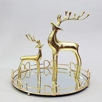 Plateaux en métal doré de luxe, plateau à gâteau, plateau à dessert, plateau à fruits, plateaux rectangulaires et ronds en métal, plateaux de décoration pour mariage, fête, maison