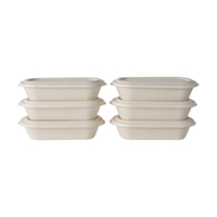 Boîte à lunch jetable de qualité commerciale 850 ml certifiée BRC LFGB avec couvercle, résistante à l'eau et à la chaleur, en bagasse compostable