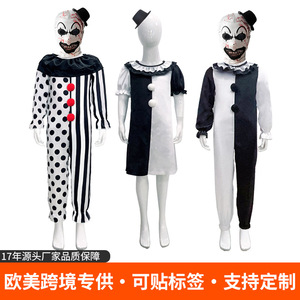 Clown Cosplay Costume Childrens Dress With <b>Hat</b> Halloween Performance Role Play Outfit Polyester Material - Product Image 5