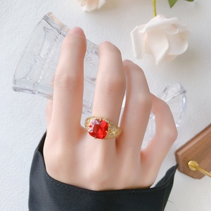 Premium Wholesale Jewelry Eco-friendly Copper 10*10mm Multicolor Cubic Zirconia Gold Plated <b>Ring</b> Bulk for Women - Product Image 4