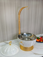 Heißer Verkauf: 8L Hotel-Buffet-Speisenwärmer-Set in Gold, Schwarz, Weiß – Hängende Chafing Dishes für Restaurant & Catering
