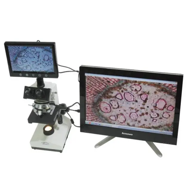Microscópio trinocilar 1600x, com tela para ensinar e mostrando MCS-D2320 microscópio de pesquisa
