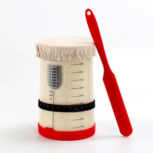 Sourdough Kit stoples pemula dengan tanggal ditandai memberi makan Band termometer kain penutup dan tutup dapat digunakan kembali Sourdough roti perlengkapan memanggang