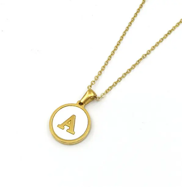 VRIUA New Design 26 Letter A-Z Stainless Steel Material Women Custom Alphabet Sweater Necklace