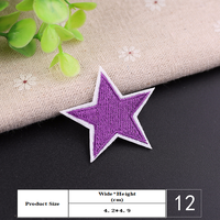 Patchs brodés étoiles colorées 4,2x4,9 cm à thermocoller pour vêtements et sacs, badge décoratif