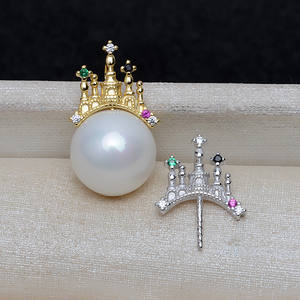 Pendentif en argent S925 en forme de château avec perles lâches de 10-12 mm, accessoires de bricolage, plateau vide, produit semi-fini 3999 - Product Image 1