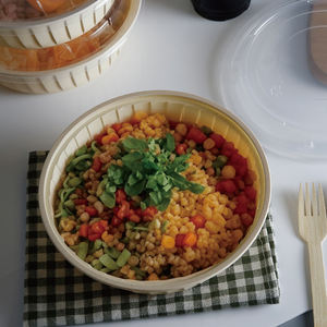 Bol à déjeuner biodégradable écologique jetable couvercles en plastique vaisselle micro-ondable pour fête de restaurant pour servir de la nourriture - Product Image 2