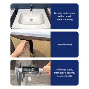 Mueble de Baño Moderno para Apartamento con Espejo, Lavabo de Cerámica, Muebles de Baño Modernos, Mueble de Baño de PVC - Product Image 6