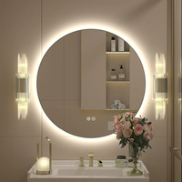 Espejo de Baño LED Redondo sin Marco, Control Táctil, 3 Temperaturas de Color, Atenuación Gradual, Vidrio Irrompible para Baños Modernos