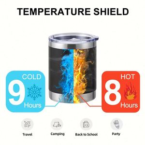 Vaso Térmico Personalizado de 10 oz, Aislado al Vacío, para Camping y Viajes, Taza de Cerveza y Vino de Acero Inoxidable con Tapa, Portátil - Product Image 3