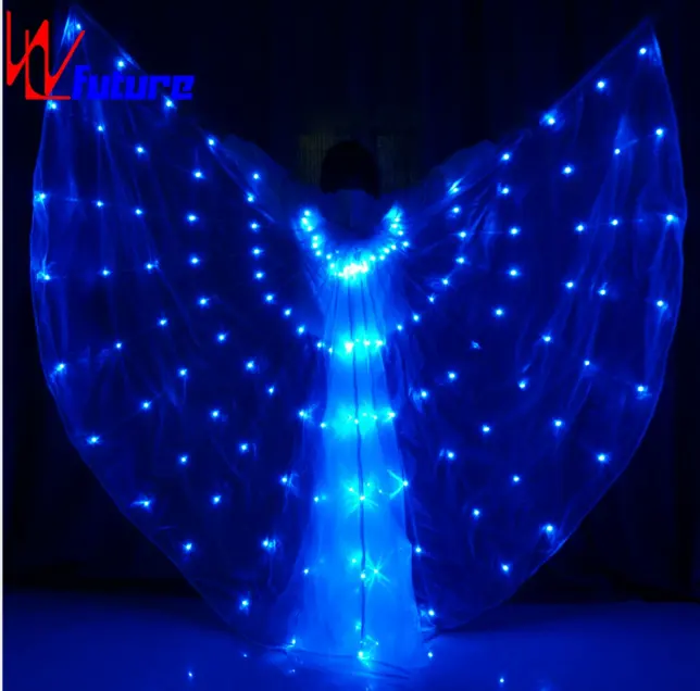 WL-0160 שלט רחוק אבזרי ריקוד LED Isis כנפי זוהר בגדי בטן ריקוד LED פיות/מלאך כנפי בנות שמלות רווה בגדים