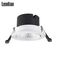 Intérieur 55mm 75mm 95mm découpe prime trois couleur cob puce gimble encastré au plafond circulaire ra>90 7w downlight led ip20 spot