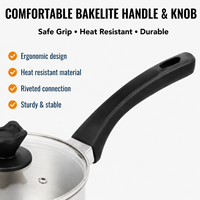 Nouvel arrivage d'usine : Batterie de cuisine en acier inoxydable avec poignées en bakélite, casseroles et poêles à fond brasé, ensemble de casseroles et faitouts