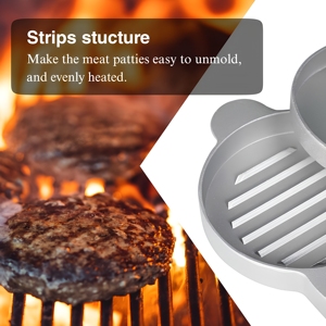 Presse à hamburgers 2-en-1 en aluminium antiadhésif à double plateau avec poignée en bois, outil de barbecue pour la <span class=keywords><strong>maison</strong></span> et la cuisine, pour hamburgers et galettes de <span class=keywords><strong>steak</strong></span> - Product Image 5