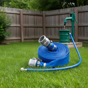 Kit de tuyau d'arrosage bleu 2 po x 50 pi pour pompe à eau, enrouleur, usage extérieur - Product Image 2