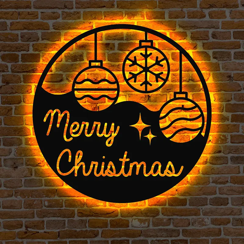 Metal Sinal com Led Custom Business Backlit Sinais Natal Rodada LED Logotipo Sinais Decoração Do Quarto Presente de Natal