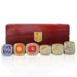 Anillo de Campeonato de los Denver Broncos de la <span class=keywords><strong>NFL</strong></span> al por Mayor, Anillo Deportivo de Fútbol Americano con Piedras Preciosas para Hombre, Joyería de Aleación Económica - Product Image 1