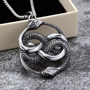 Yunnique-collar con colgante de serpiente doble de acero inoxidable para hombre, collar con dijes temáticos de estilo Punk, regalo, joyería de moda - Product Image 2