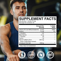 OEM Antrenman Öncesi Toz Karışımı 200mg Kafein - 4g L-Sitrülin ve 3.2g Beta Alanin, Mavi Ahududu, 30 Porsiyon, Özel Etiket