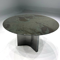 Nouvelle conception 2026 - Table à manger moderne avec plateau rond en marbre noir rotatif et structure en métal