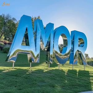 Personalizado al aire libre jardín decoración moderna grande 304/316 SS polaco letra estatua soporte gigante letra "<span class=keywords><strong>AMOR</strong></span>" escultura de acero inoxidable - Product Image 5