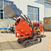 Bétonnière autochargeante 350L, moteur 10HP, haute efficacité de mélange, bétonnière sur chenilles pour la construction