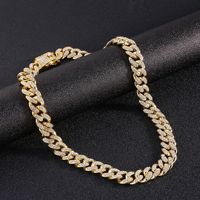 Collier Chaîne Cubaine Hip Hop 13 mm Bling Strass Violets Entièrement Glaçé Diamant avec Collier Ras-de-Cou Bijou