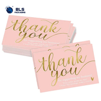 Cartes de remerciement personnalisées en gros, dorées à chaud rose, en carton, inserts d'emballage pour petites entreprises, prix usine OEM, en vrac