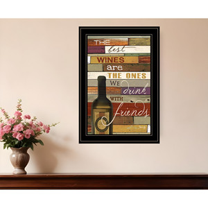 HMS nero incorniciato vino con gli amici stampa elegante arte della parete per la decorazione della casa - Product Image 1