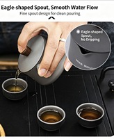 Ensemble de thé portable pour les voyages en plein air, théière en alliage d'aluminium ultra-légère et kit de 3 tasses, équipement de préparation du thé pour le camping, la randonnée et les pique-niques