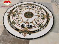Onyx vert de luxe avec fleur de marbre beige jet d'eau médaillon marbre incrustation de sol mosaïque design pour hôtel et villa