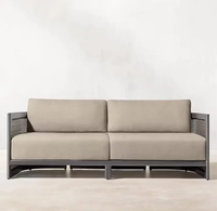 Ensemble de canapés de jardin Foshan en aluminium, mobilier d'extérieur moderne en rotin avec dossier en panneaux de canne, pour patio et salon