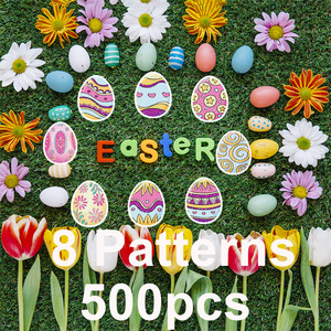 Rollo de 500 Pegatinas de Huevos de Pascua Impermeables, Calcomanías de Papel con Diseños de Animales en Tonos Pastel para Cestas de Pascua, Recuerdos de Fiesta para Niños - Product Image 6
