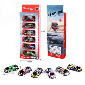 JinYing 1:64 Mini Diecast Auto Legierung Rückzieh-Rennwagen Spielzeug Mini Graffiti Rennfahrzeug Modell 6 Stück - Product Image 5