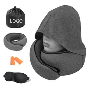 Nueva Almohada de Viaje con Capucha, Almohada de Cuello con Capucha de Espuma Viscoelástica para Avión y Oficina, Acepta Logotipo y Embalaje Personalizados - Product Image 1