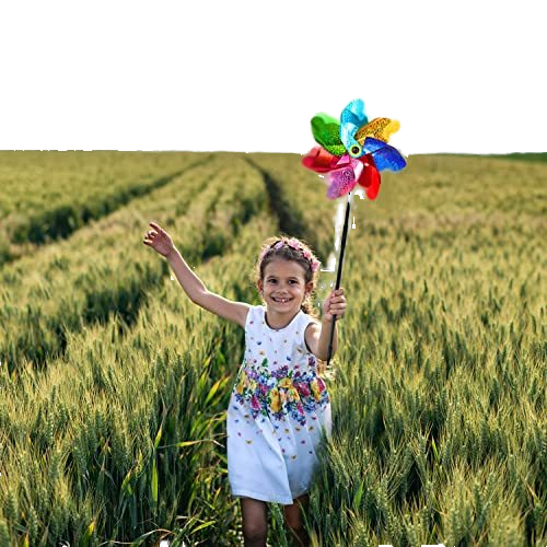 Reflective Pinwheels with Stakes, Extra Sparkly Pinwheel for Garden Decor, Bird Devices Deterrent to Scare Birds,squirrels Away