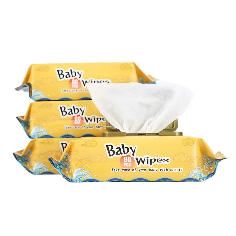 Low MOQ 80 ct Non-Woven Hypoallergenic Unscented Biodegradable Organic Baby Wet Tissue Wet Wipe