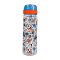 Botol air plastik kucing lucu, botol air plastik kartun kucing lucu dengan sedotan portabel, cangkir untuk penggunaan sekolah dan Gym anak-anak 650ml