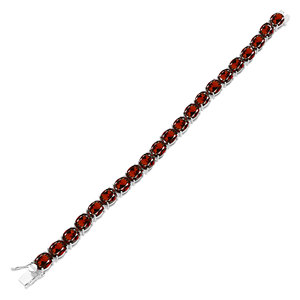 Pulsera de tenis clásica ovalada con granate, plata de ley 925, acabado pulido, joyería para uso diario de mujer - Product Image 4