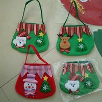 Sac cadeau en cuir véritable style dessin animé Noël Paix Pomme, motif Père Noël et rennes, décorations de maternelle, modèle bonbons 11