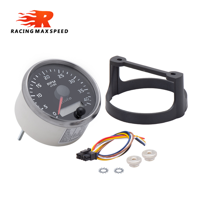 85MM Tachometer 0-4000RPM 12V/24V RPM Gauge Amber/White Light Tacho Meter With LCD Hourmeter for Diesel Car Boat
