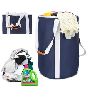 Sac à dos à linge pliable personnalisé poubelle de lavage sac de transport pour vêtements sac de voyage quotidien durable à cordon de serrage